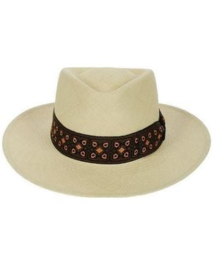 Borsalino Logo Straw Hat - Metallic