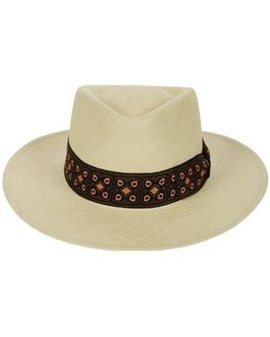 Borsalino Logo Straw Hat - Metallic