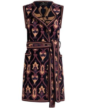 Etro Long Reversible Chenille Jacquard Waistcoat - Red