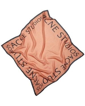 Acne Studios Logo Printed Square-Shaped Scarf - Pink