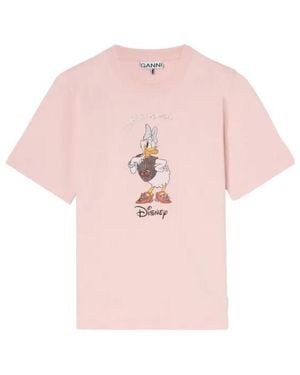 Ganni Daisy Duck Printed Baby Fit T-Shirt - Pink