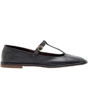 The Row Leather Mary Jane Flats - Multicolor