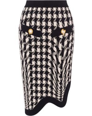 Moschino Houndstooth Virgin Wool Skirt - Black