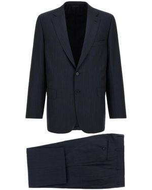 Brioni Long-Sleeved Blazer And Trousers Set - Blue