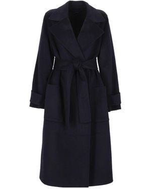 JOSEPH Belted Wrap Coat - Blue