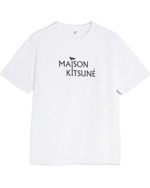 Maison Kitsuné Maison Kitsuné Logo Printed Crewneck T-Shirt - White