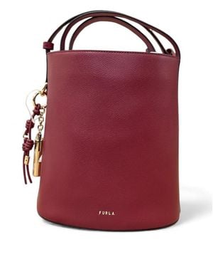Furla Roxie S Logo Detail Bucket Bag - Red