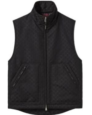 Gucci Monogrammed Zip-Up Padded Vest - Black