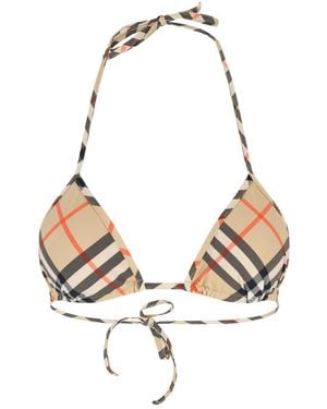 Burberry Checked Halterneck Bikini Top - Metallic