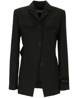 Off-White c/o Virgil Abloh Single-Breasted Long-Sleeved Jacket - Black