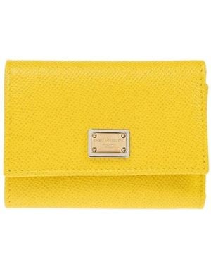Dolce & Gabbana Logo Plaque Trifold Wallet - Yellow