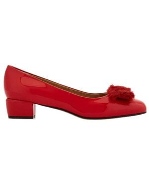 Ferragamo Vara Chunky Heels - Red