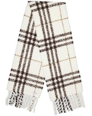 Burberry Checkered Fringe Scarf - White