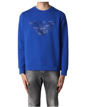 Emporio Armani Round-Collar Long-Sleeve Hoodie - Blue
