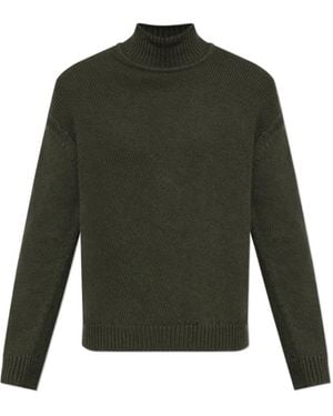 Jil Sander Ribbed Stand Collar Knitted Sweater - Green