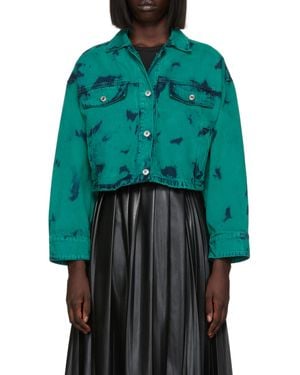 MSGM Logo Denim Casual Jacket - Green
