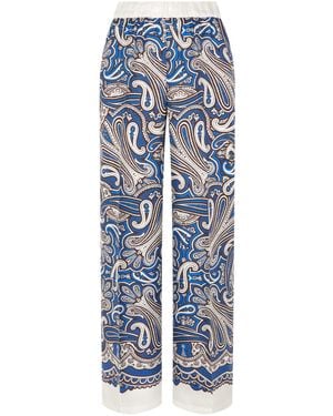 P.A.R.O.S.H. Printed Straight-Leg Silk Pants - Blue