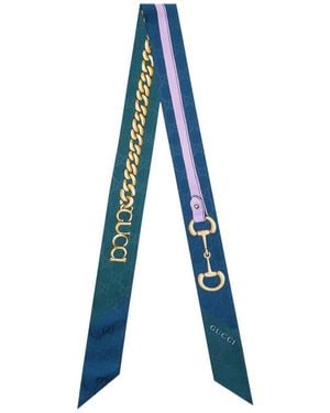 Gucci Printed Silk Twill Ribbon - Blue