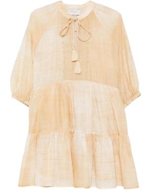 ERMANNO FIRENZE Tassel-Detail Embroidered Mini Dress - Natural