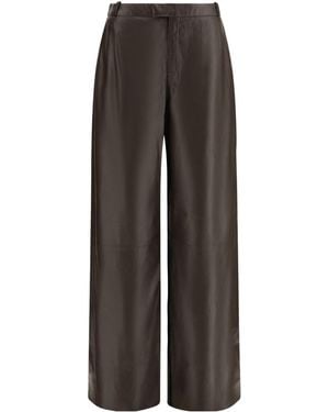 Arma Wide-Leg Leather Pants - Brown