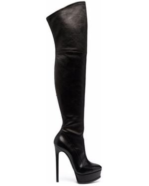 Casadei Platform Leather Boots - Black