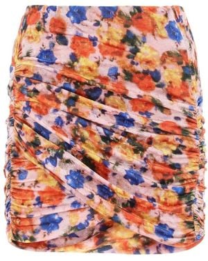 Isabel Marant High Waist Ruched Mini Skirt - Orange