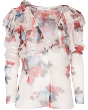 Philosophy Di Lorenzo Serafini Ruffled-Neckline Floral-Print Blouse - Pink