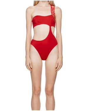 Versace Greca Cut Out Detailed Swimsuit - Red