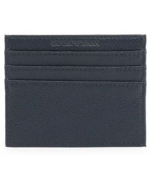 Emporio Armani Logo Embossed Card Holder - Blue