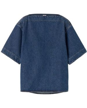TOTEME Totême Dart-Neck Denim Top - Blue