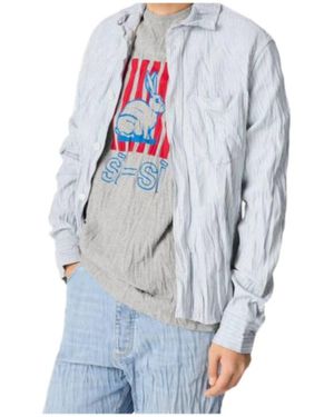 Bottega Veneta Crushed Striped Shirt - Blue