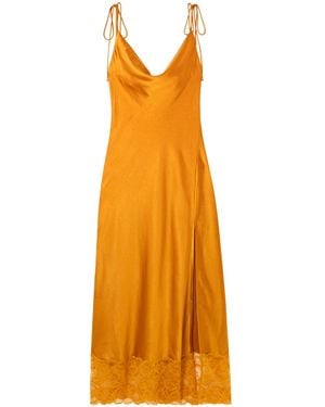 Self-Portrait Romantic Satin Slip Dress - Orange