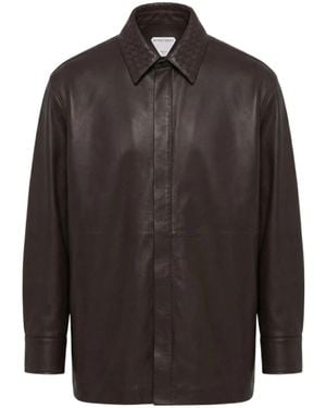 Bottega Veneta Oversized Fit Leather Jacket - Brown