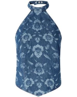 Pinko Floral Denim Top - Blue