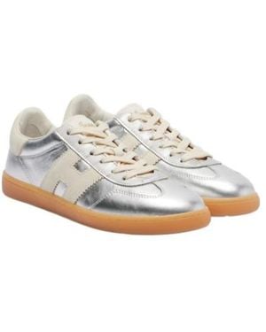 Hogan Cool Metallic Leather Sneakers - White