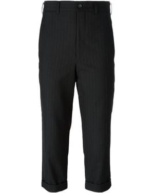 Comme des Garçons Pinstripe Cropped Trousers - Black