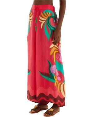 FARM Rio Graphic-Print Palazzo Trousers - Red