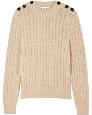 Blazé Milano Button-Decorated Cable Knit Jumper - Natural
