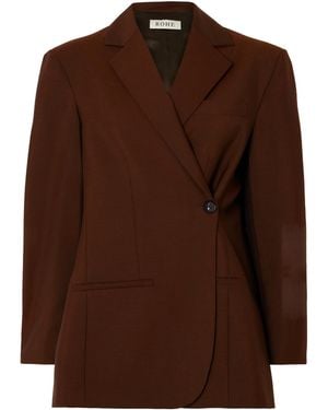 Rohe Dual Tone Piqué Overlap Suit Jacket - Brown
