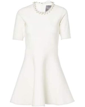 Monique Lhuillier Embellished Knitted Minidress - White