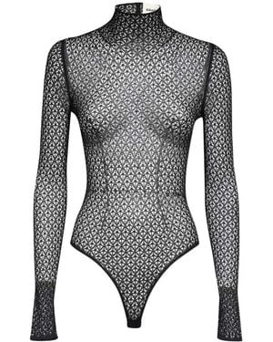 KHAITE Sheer Fena Bodysuit - Gray