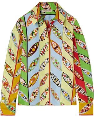 PUCCI Printed Silk-Twill Shirt - Green