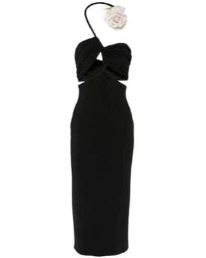 Magda Butrym Floral-Appliqué Cutout Midi Dress - Black