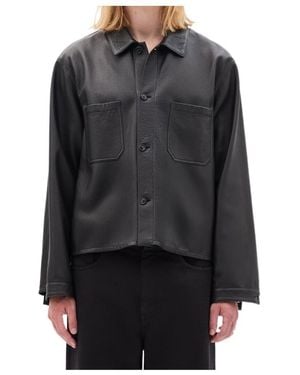 Ann Demeulemeester Juel Boxy-Fit Leather Shirt - Black