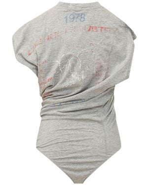 DIESEL Graphic-Print Marl Effect Bodysuit - Gray