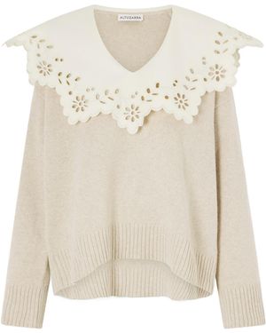 Altuzarra Anglaise-Trimmed Wool Jumper - White