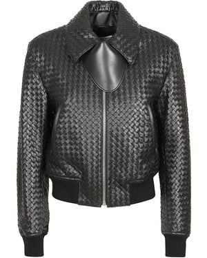 Bottega Veneta Intrecciato Leather Blouson - Black