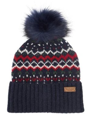 Barbour Patterned Knit Beanie - Blue