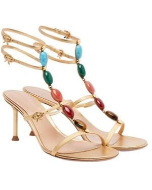 Gianvito Rossi Embellished Metallic Leather Sandals