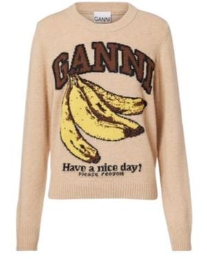 Ganni Logo Intarsia Sweater - White